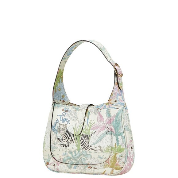 Gucci Tiger Botanical Jackie Shoulder Bag white multi leather - Picture 2 of 10